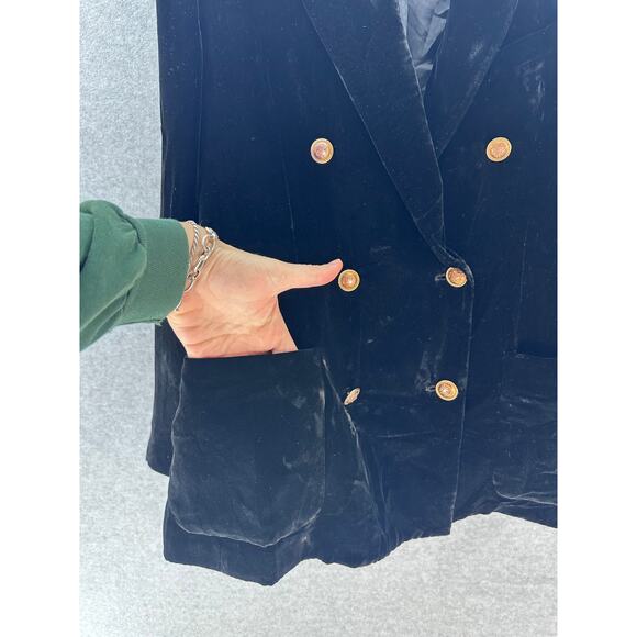 VTG LRL Ralph Lauren Womens 10 Double Breasted Velvet Blazer Gold Buttons - Picture 4 of 13